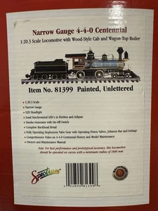 Bachmann Spectrum 81399 4-4-0 Centennial Steam Engine 1:20.3 G Gauge Unlettered - Picture 1 of 8