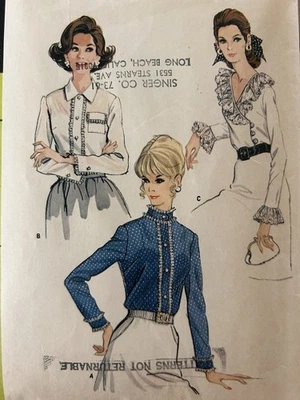FAB VTG 1960s McCalls 9364 BLOUSES SEWING Pattern Misses Size 12 - Image 1 of 3