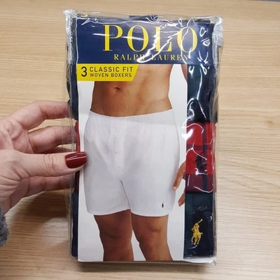 POLO RALPH LAUREN Calzoncillos Boxer Tejidos Para Hombre Pequeños Rojo Verde A Cuadros Paquete de 3 Clásicos Foto 1 de 4