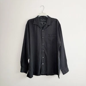 Camisa Tommy Bahama Hombres Seda Manga Larga Con Botones Talla XL Gris Larga Texturizada - Imagen 1 de 6
