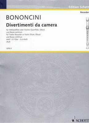 Divertimenti Da Camera 1 Giovanni Battista Bononcini Book [Softcover] Alto Recor - Image 1 of 3