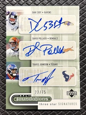 DAVID POLLACK DAN CODY TRAVIS JOHNSON 2005 UD Foundations Triple Rookie Auto /75 - Image 1 of 2