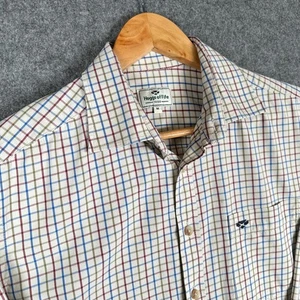 Hoggs of Fife Shirt Mens Medium Cream Check Long Sleeve Regular Fit Tattersall - Picture 1 of 13