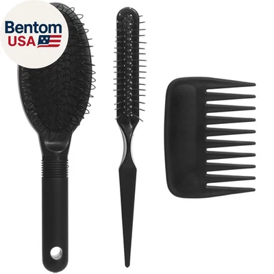3Pcs Wig Brush Comb Set, Loop Wig Brush Hair Extension Wide-Tooth and Edge Combs - Image 1 of 4
