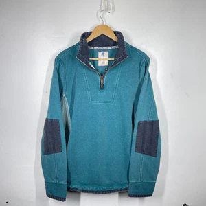 Fat Face Airlie 1/4 Zip Jumper Mens L Blue Teal Pullover Nautical Fisherman - Picture 1 of 11