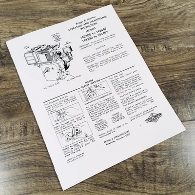 Briggs And Stratton 6Hp Engine 143300 To 143497 Operating Manual Operators Point - Image 1 of 3