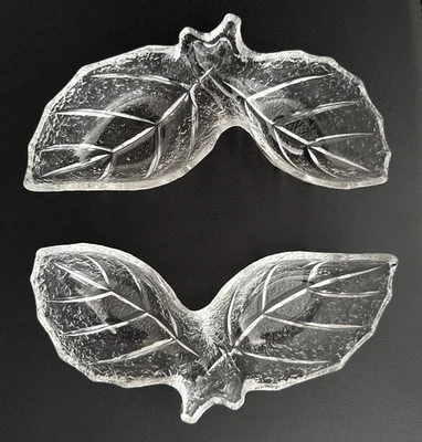 Platos de caramelo/nueces de vidrio de doble hoja Studio Nova Leaf Song - Juego de 2, transparentes Foto 1 de 4