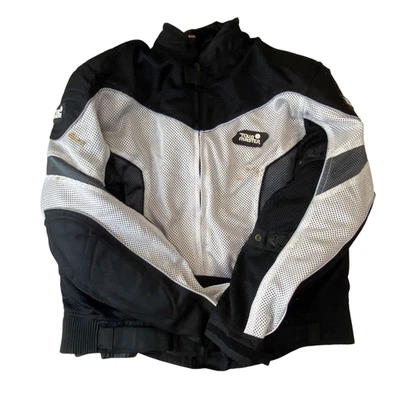 Tourmaster Intake Motorcycle Jacket Mens XL Black White Padded Mesh Full Zipper - Image 1 of 4