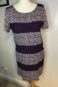 White Stuff Orchid purple floral & crochet short sleeve tunic dress top 14 - Picture 1 of 7