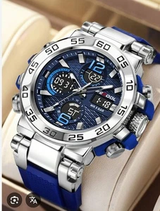 *TOP*Herrenuhr WECOOL Dual Display 50m Wasserdicht Wecker Leuchtend - Bild 1 von 6