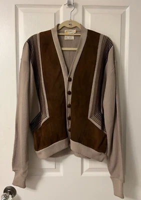 50's Vintage Quality Sportswear Rockabilly Cardigan Jacket Sweater Mens Sz L XL - Image 1 of 4