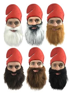 Adults Garden Gnome Dwarf Hat & Beard Fancy Dress Costume Accessory - Picture 1 of 1