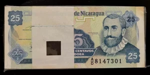 NICARAGUA 25 CENTAVOS P-170 1991 X 100 PCS Lot BUNDLE CORDOBA UNC PACK BANK NOTE - Picture 1 of 4