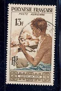 French Polynesia 1958 Artist Stamp #C24 CV $5 Used FREE Ship after 1st Lot - Picture 1 of 1