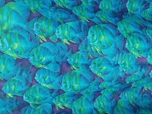 Fabric 45 x 120" Blue Fish New Unused 2004 VIP Fabric by Cranston - Picture 1 of 6