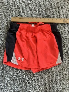 Under Armour Shorts Girls Youth Medium Pink Gray Athletic Running Gym Casual - Picture 1 of 5