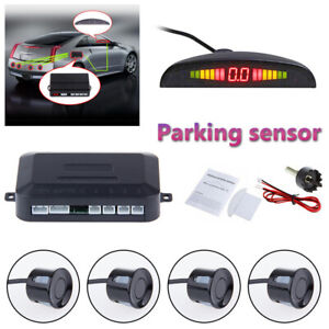 Black Car Parking Sensors LED Display Car Reverse Back up Kit System 4 Sensors