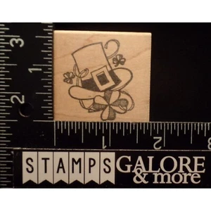 Double D Rubber Stamps ST PATRICKS DAY HAT FOUR LEAF CLOVER CONFETTI #T13 - Picture 1 of 3