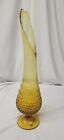 Vintage Swung Vase Fenton Art Glass Amber 20" Hobnail Stretch Pedestal MCM 60's