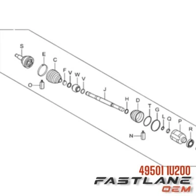 Eje de transmisión derecho Hyundai Santa Fe 2009-2012 nuevo OEM 49501 1U200 Foto 1 de 4