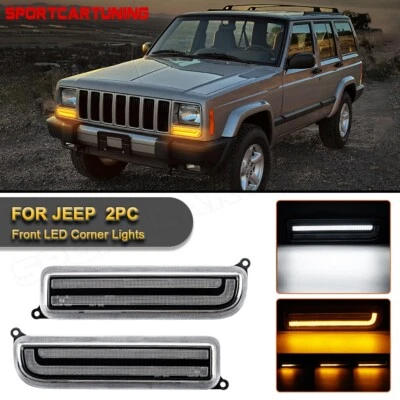 For 1997-2001 Jeep Cherokee XJ LED DRL Parking Bumper Signal Lights Corner Lamp - Image 1 of 4