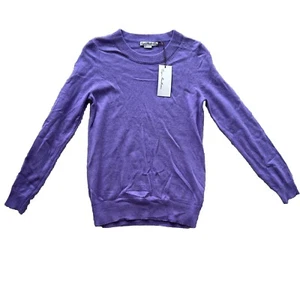 Enzo Mantovani 100% Cashmere Sweater Women Small Long Sleeve Purple NWT FLAW - Picture 1 of 5