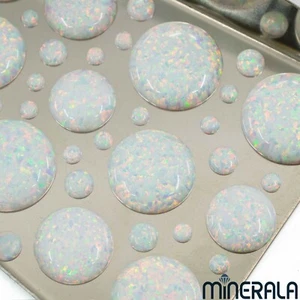 WHOLESALE WHITE SYNTHETIC LAB CREATED OPAL ROUND CABOCHON 1.25mm-20mm WP00066 - Picture 1 of 7