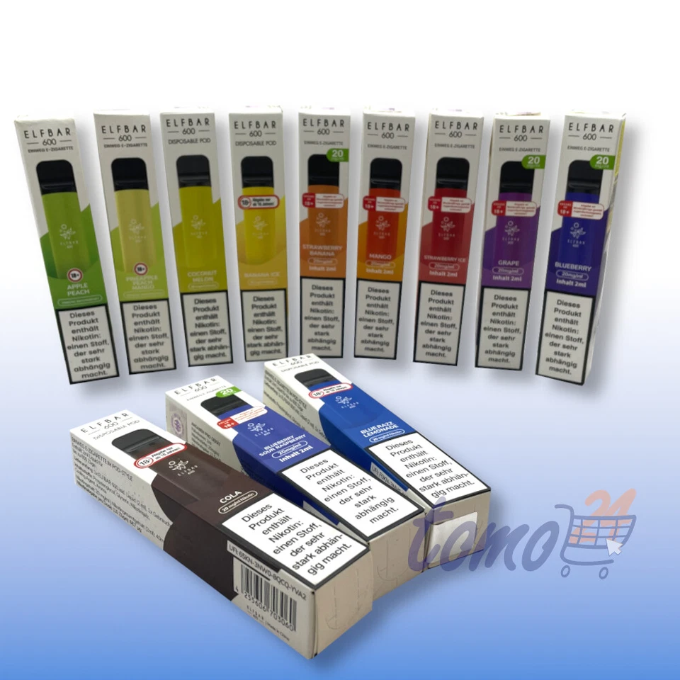 Elfbar 600 Züge Einweg E-Zigarette Geschmacksrichtungen u. Stärke wählbar - Bild 1 von 1