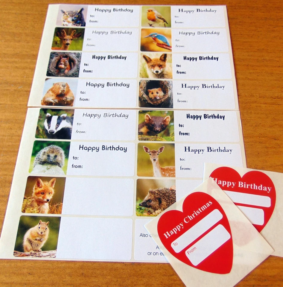 15 wild woodland animal tag stickers sticky labels for birthday presents & cards - Image 1 of 1