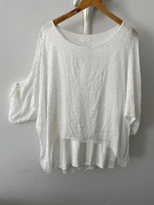 Italian Silk Blend Loose Fit White Floaty Layered Tunic Size L 16 - 18 - Picture 1 of 7