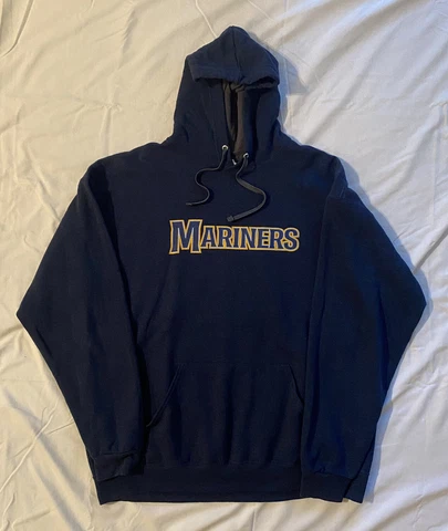 Vtg Seattle Mariners Mens Hoodie Size XL Retro Logo Warm Softspun Sweatshirt Cover
