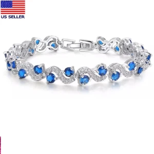Tennis Crystal Bracelet 925 Sterling Silver Stimulated with Cubic Zirconia - Picture 1 of 14