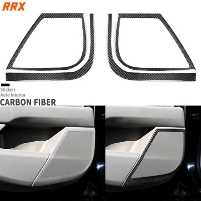 Cubierta de altavoz de puerta trasera interior de fibra de carbono real 4 piezas para Cadillac XTS 2013-19 Foto 1 de 4