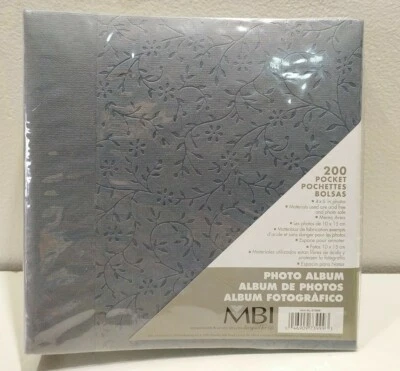 Nuevo MBI 200 Bolsillo 4x6" Álbum de Fotos Gris Floral Pergamino Cubierta de Papel Foto 1 de 4
