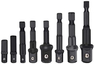 8-Piece Impact Grade Power Drill Sockets Adapter Sets, Hex Shank Impact Driver S - Picture 1 of 8