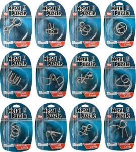 Metal Wire Puzzle Set (12 Pack) Fun Brain Teaser IQ Game for Kids and Adults - Picture 1 of 4