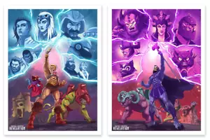 Mattel Masters of the Universe He-Man Skeletor Heroes & Villains Art Print Set - Picture 1 of 13