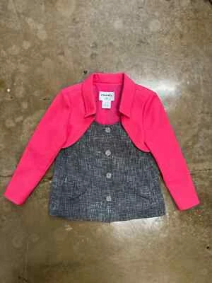 Chaqueta Blazer Chanel Algodón Rosa y Gris Talla 4 Foto 1 de 4