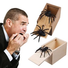 Funny Prank Spider Wooden Scare Box Home Office Joke Gag Toy Children