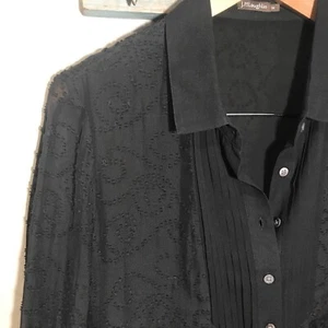 J.McLaughlin Seide Smoking Plissee Wimpern Tunika Top Damen Größe Medium schwarz - Bild 1 von 5