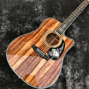 Cutaway 41 Inch D Style All Koa Wood Acoustic Guitar Abalone Ebony Fretboard - Picture 1 of 10