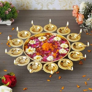 Diya Shape Flower Decorative Urli Bowl Tea Light Candles for Home & Office - Picture 1 of 4