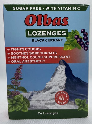 Pastillas de mentol de grosella negra Olbas [combate la tos/calma la garganta], 24 pastillas Foto 1 de 2