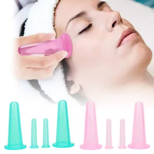 4pcs/set Cupping Vacuum Suction Lifting Facial Face Eyes Massage Silicone Cup ES - Picture 1 of 14