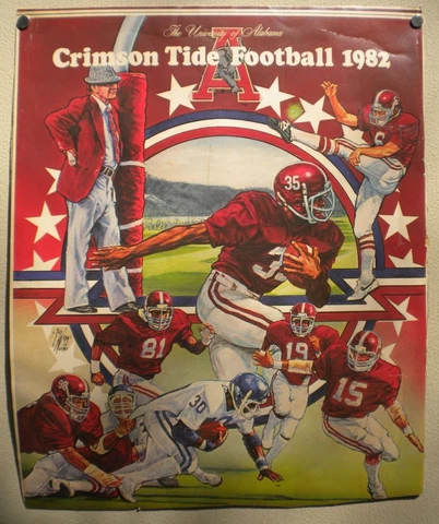 Vintage 1982 Alabama Crimson Tide Football Poster Bear Bryant Last Season 80s Cover
