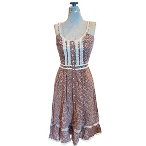 Vintage 70s Gunne Sax Jessica Sleeveless Ditsy 'farm girl' lace detail dress S - Picture 1 of 6