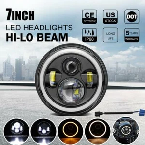 7 inch 300W LED Headlight Angel Eyes for Harley Honda Yamaha Motorcycle - Picture 1 of 12