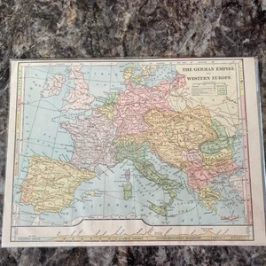 Vintage German Empire Map And Western Europe - Picture 1 of 5