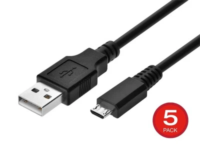 Monoprice USB Type-A to Micro Type-B 2.0 Cable - Black - 6ft (5-Pack) 28/28AWG - Image 1 of 4