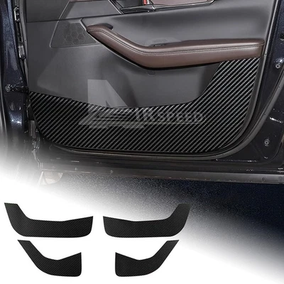 Door Anti-Kick Pad Stickers Trim For Mazda CX-30 2020-2025 Leather Carbon Print - Image 1 of 4